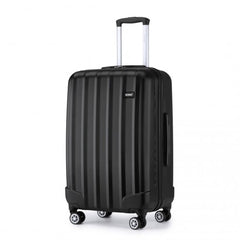 K1773-1L - Kono 24 Inch Striped ABS Hard Shell Luggage with 360-Degree Spinner Wheels - Black