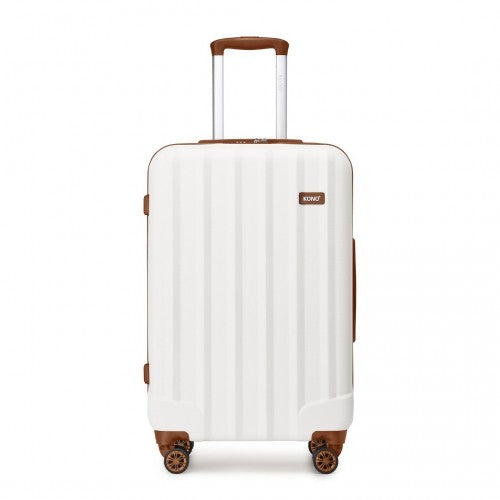 K1773-1L - Kono 24 Inch Striped ABS Hard Shell Luggage with 360-Degree Spinner Wheels - Cream