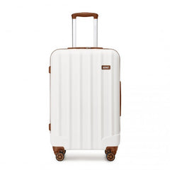 K1773-1L - Kono 28 Inch Striped ABS Hard Shell Luggage with 360-Degree Spinner Wheels - Cream