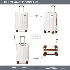 K1773-1L - Kono 24 Inch Striped ABS Hard Shell Luggage with 360-Degree Spinner Wheels - Cream