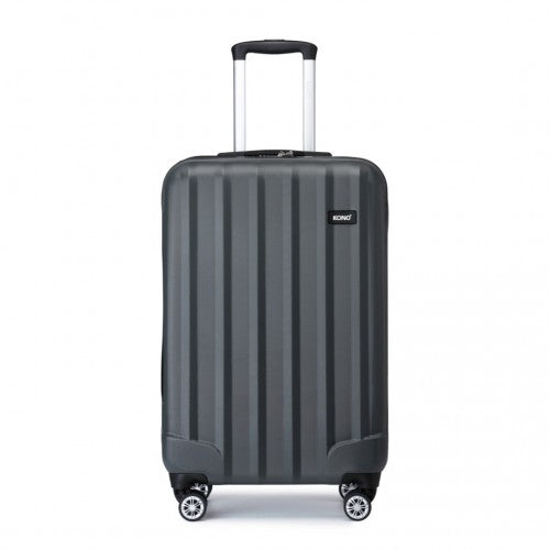 K1773-1L - Kono 19 Inch Cabin Size ABS Hard Shell Luggage with Vertical Stripes - Ideal for Carry-On - Grey