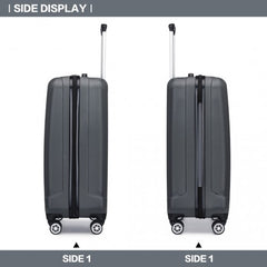 K1773-1L - Kono 19 Inch Cabin Size ABS Hard Shell Luggage with Vertical Stripes - Ideal for Carry-On - Grey