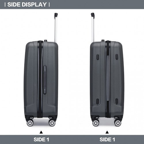 K1773-1L - Kono 24 Inch Striped ABS Hard Shell Luggage with 360-Degree Spinner Wheels - Grey