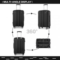 K1777-1L - Kono 24 Inch ABS Lightweight Compact Hard Shell Travel Luggage For Extended Journeys - Black