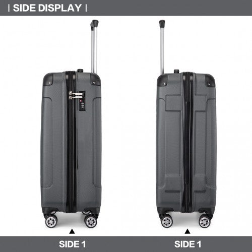 K1777-1L - Kono 19 Inch ABS Lightweight Compact Hard Shell Cabin Suitcase Travel Carry-On Luggage - Grey