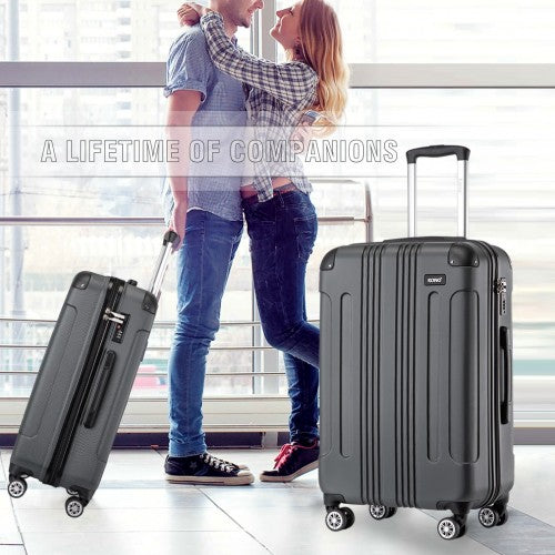 K1777-1L - Kono 24 Inch ABS Lightweight Compact Hard Shell Travel Luggage For Extended Journeys - Grey