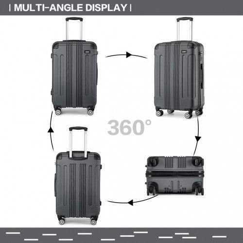 K1777-1L - Kono 28 Inch ABS Lightweight Compact Hard Shell Travel Luggage For Extended Journeys - Grey