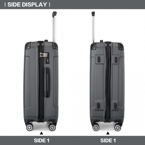 K1777-1L - Kono 24 Inch ABS Lightweight Compact Hard Shell Travel Luggage For Extended Journeys - Grey