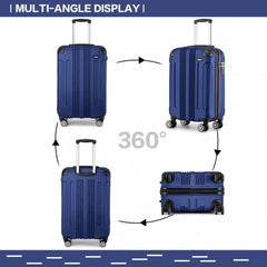 K1777-1L - Kono 19 Inch ABS Lightweight Compact Hard Shell Cabin Suitcase Travel Carry-On Luggage - Navy