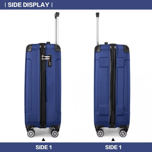 K1777-1L - Kono 19 Inch ABS Lightweight Compact Hard Shell Cabin Suitcase Travel Carry-On Luggage - Navy