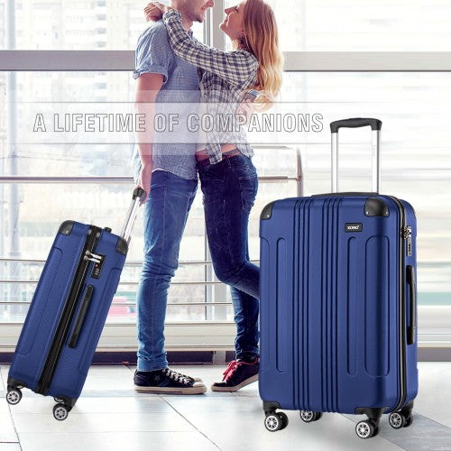 K1777-1L - Kono 28 Inch ABS Lightweight Compact Hard Shell Travel Luggage For Extended Journeys - Navy