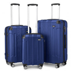 K1777-1L - Kono 19/24/28 Inch 3 Piece Set ABS Lightweight Compact Hard Shell Travel Luggage - Navy