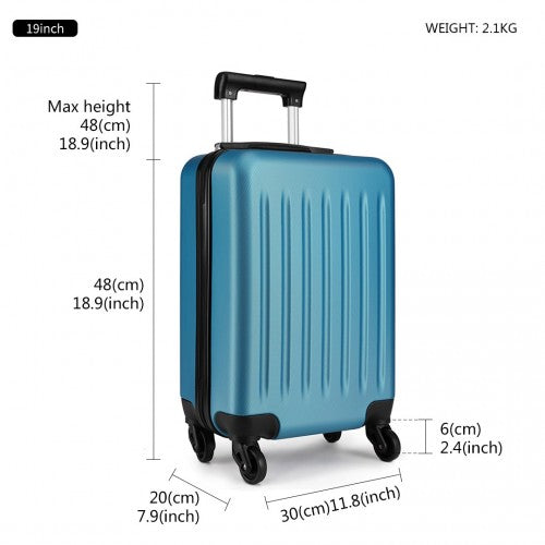 K1872L - Kono 19 Inch ABS Hard Shell Carry On Luggage 4 Wheel Spinner Suitcase - Navy