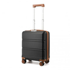 K1871-1L - Kono ABS 16 Inch Sculpted Horizontal Design Cabin Luggage - Black And Brown