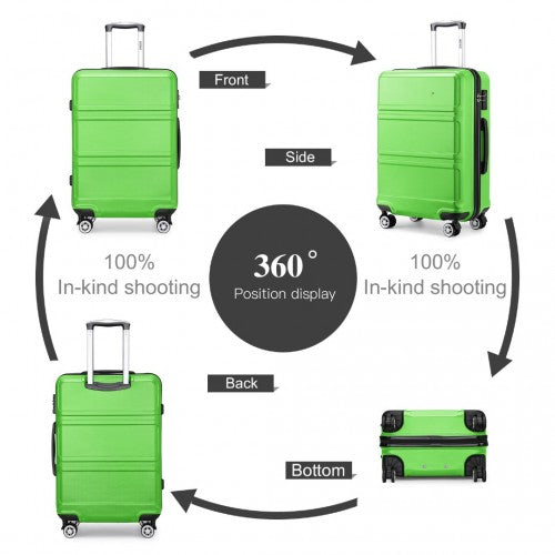 K1871-1L - Kono ABS 20 Inch Sculpted Horizontal Design Cabin Luggage - Green