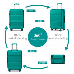 K1871-1L - Kono ABS 24 Inch Sculpted Horizontal Design Suitcase - Teal