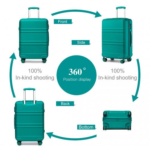 K1871-1L - Kono ABS 28 Inch Sculpted Horizontal Design Suitcase - Teal