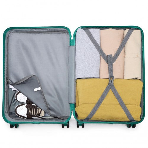 K1871-1L - Kono ABS 24 Inch Sculpted Horizontal Design Suitcase - Teal