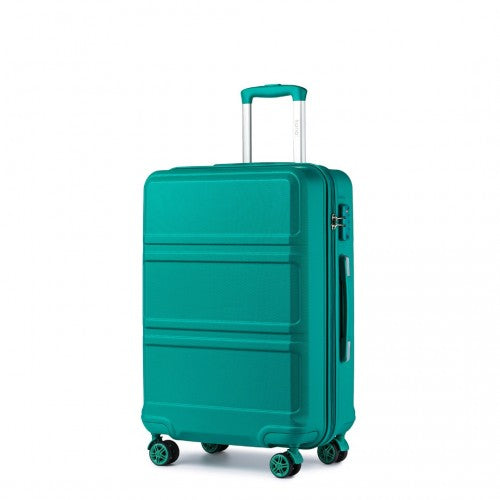 K1871-1L - Kono ABS 28 Inch Sculpted Horizontal Design Suitcase - Teal