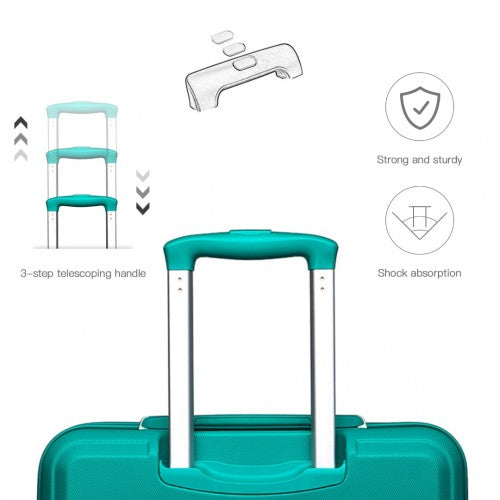 K1871-1L - Kono ABS 24 Inch Sculpted Horizontal Design Suitcase - Teal