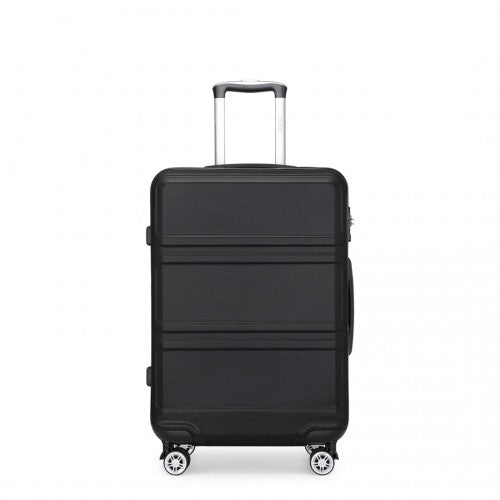 K1871-1L - Kono ABS 24 Inch Sculpted Horizontal Design Suitcase - Black