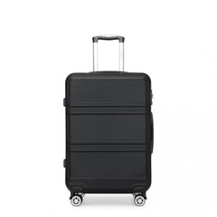 K1871-1L - Kono ABS 24 Inch Sculpted Horizontal Design Suitcase - Black