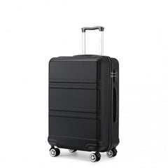 K1871-1L - Kono ABS 24 Inch Sculpted Horizontal Design Suitcase - Black