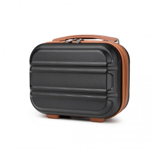 K1871-1L - Kono 12 Inch Lightweight Hard Shell ABS Vanity Case - Black And Brown