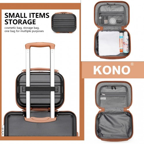 K1871-1L - Kono 12 Inch Lightweight Hard Shell ABS Vanity Case - Black And Brown