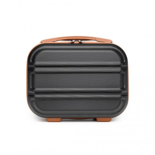 K1871-1L - Kono 12 Inch Lightweight Hard Shell ABS Vanity Case - Black And Brown