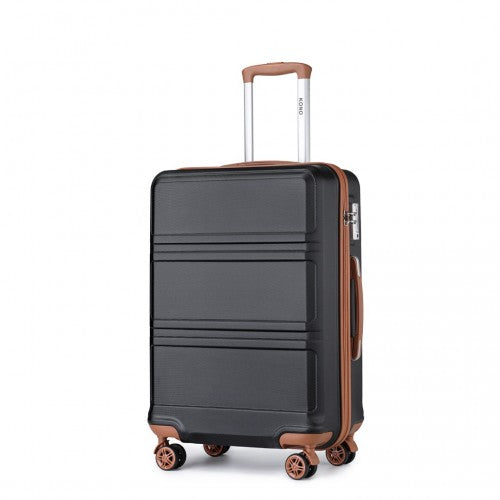 K1871-1L - Kono ABS 24 Inch Sculpted Horizontal Design Suitcase - Black And Brown