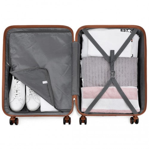 K1871-1L - Kono ABS 24 Inch Sculpted Horizontal Design Suitcase - Black And Brown