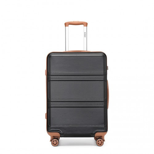 K1871-1L - Kono ABS 24 Inch Sculpted Horizontal Design Suitcase - Black And Brown