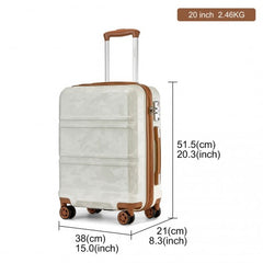 K1871-1L - Kono ABS 20 Inch Sculpted Horizontal Design Cabin Luggage - Camouflage Cream And Brown