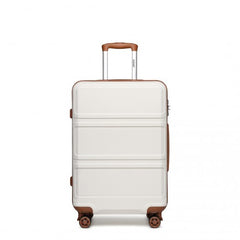 K1871-1L - Kono ABS 28 Inch Sculpted Horizontal Design Suitcase - Cream