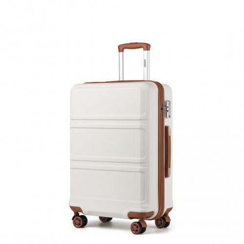 K1871-1L - Kono ABS 20 Inch Sculpted Horizontal Design Cabin Luggage - Cream