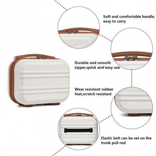 K1871-1L - Kono 12 Inch Lightweight Hard Shell ABS Vanity Case - Cream