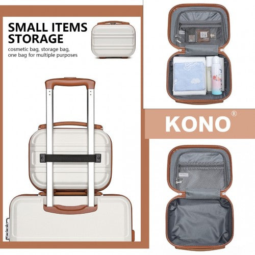 K1871-1L - Kono 12 Inch Lightweight Hard Shell ABS Vanity Case - Cream