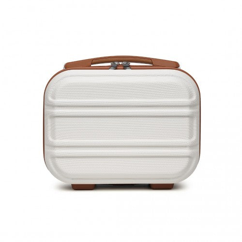 K1871-1L - Kono 12 Inch Lightweight Hard Shell ABS Vanity Case - Cream