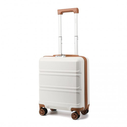 K1871-1L - Kono ABS 16 Inch Sculpted Horizontal Design Cabin Luggage - Cream