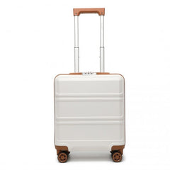 K1871-1L - Kono ABS 16 Inch Sculpted Horizontal Design Cabin Luggage - Cream