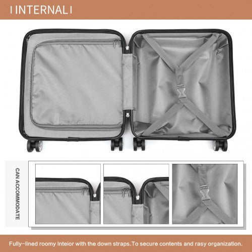 K1871-1L - Kono ABS 16 Inch Sculpted Horizontal Design Cabin Luggage - Cream