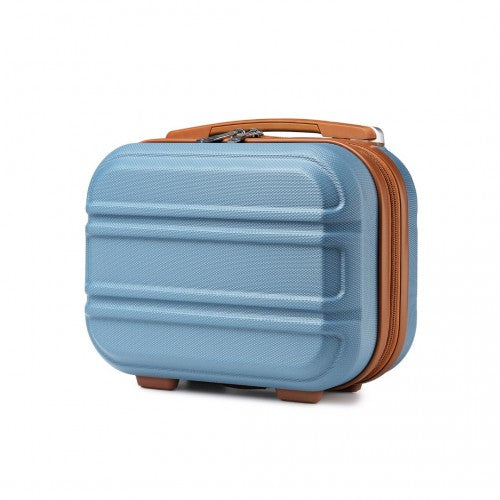 K1871-1L - Kono 12 Inch Lightweight Hard Shell ABS Vanity Case - Grayish Blue And Brown