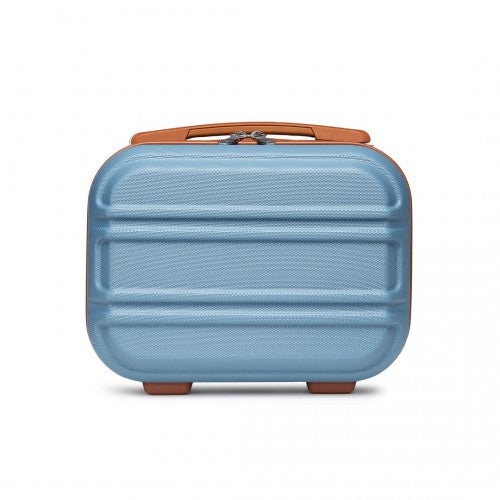 K1871-1L - Kono 12 Inch Lightweight Hard Shell ABS Vanity Case - Grayish Blue And Brown