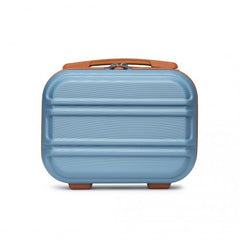 K1871-1L - Kono 12 Inch Lightweight Hard Shell ABS Vanity Case - Grayish Blue And Brown