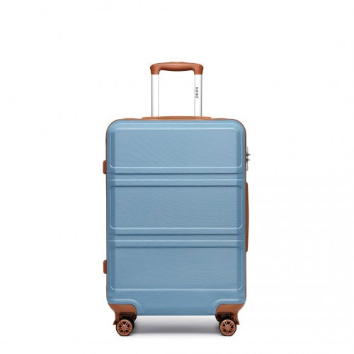 K1871-1L - Kono ABS 24 Inch Sculpted Horizontal Design Suitcase - Grayish Blue And Brown