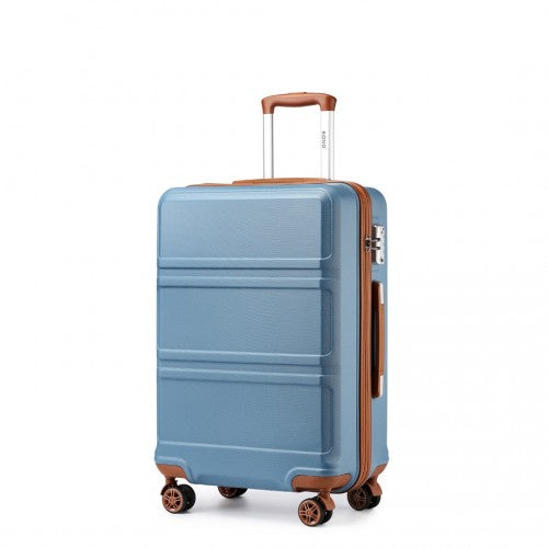 K1871-1L - Kono ABS 24 Inch Sculpted Horizontal Design Suitcase - Grayish Blue And Brown