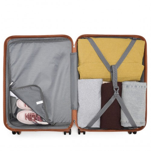 K1871-1L - Kono ABS 20 Inch Sculpted Horizontal Design Cabin Luggage - Grayish Blue And Brown