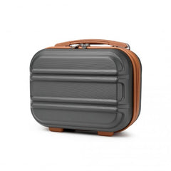 K1871-1L - Kono 12 Inch Lightweight Hard Shell ABS Vanity Case - Grey And Brown