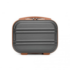 K1871-1L - Kono 12 Inch Lightweight Hard Shell ABS Vanity Case - Grey And Brown